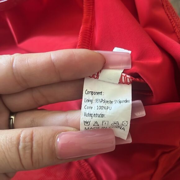 New Wet Look Patent Leather Red Bodysuit Zipper Catsuit Open Crotch Ling… - Picture 15 of 16